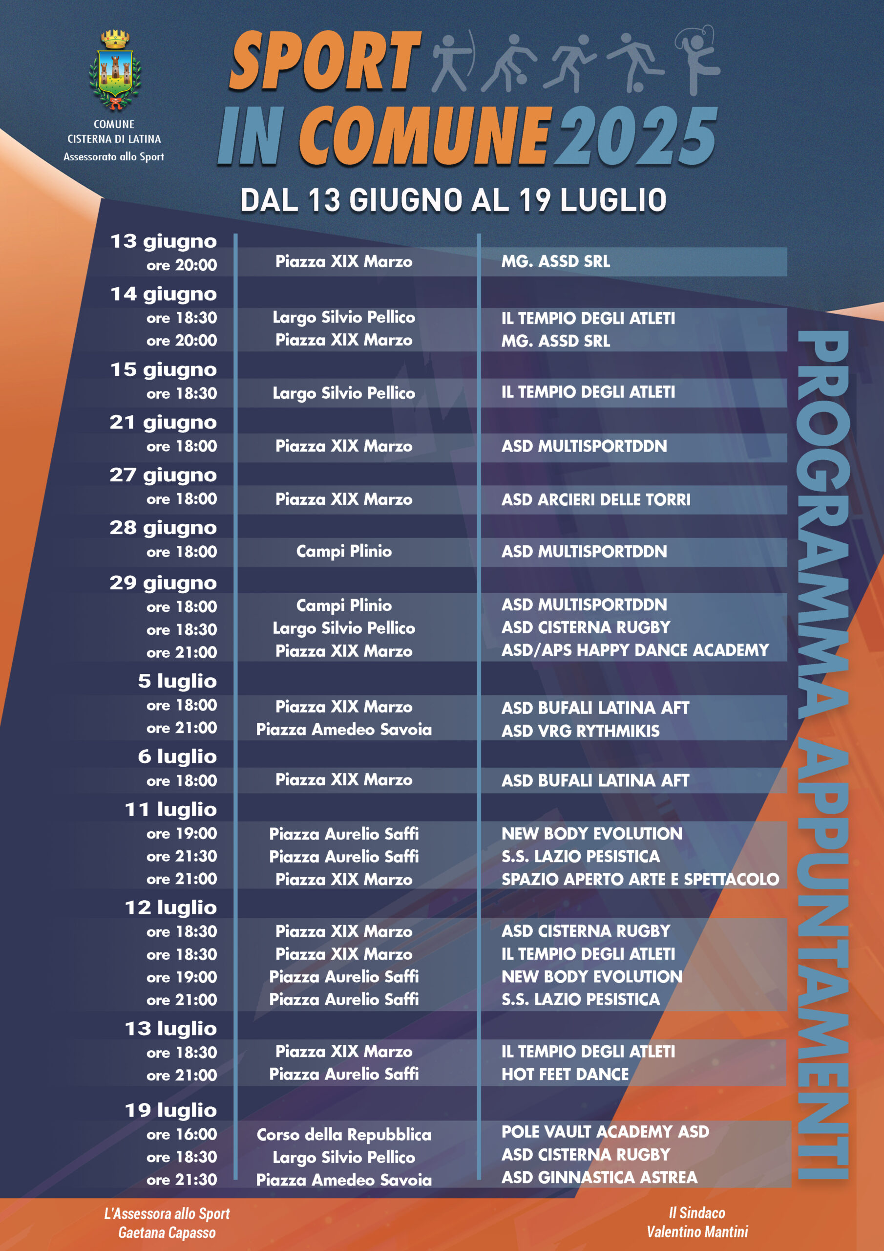 Locandina Programma SPORT IN COMUNE 2025