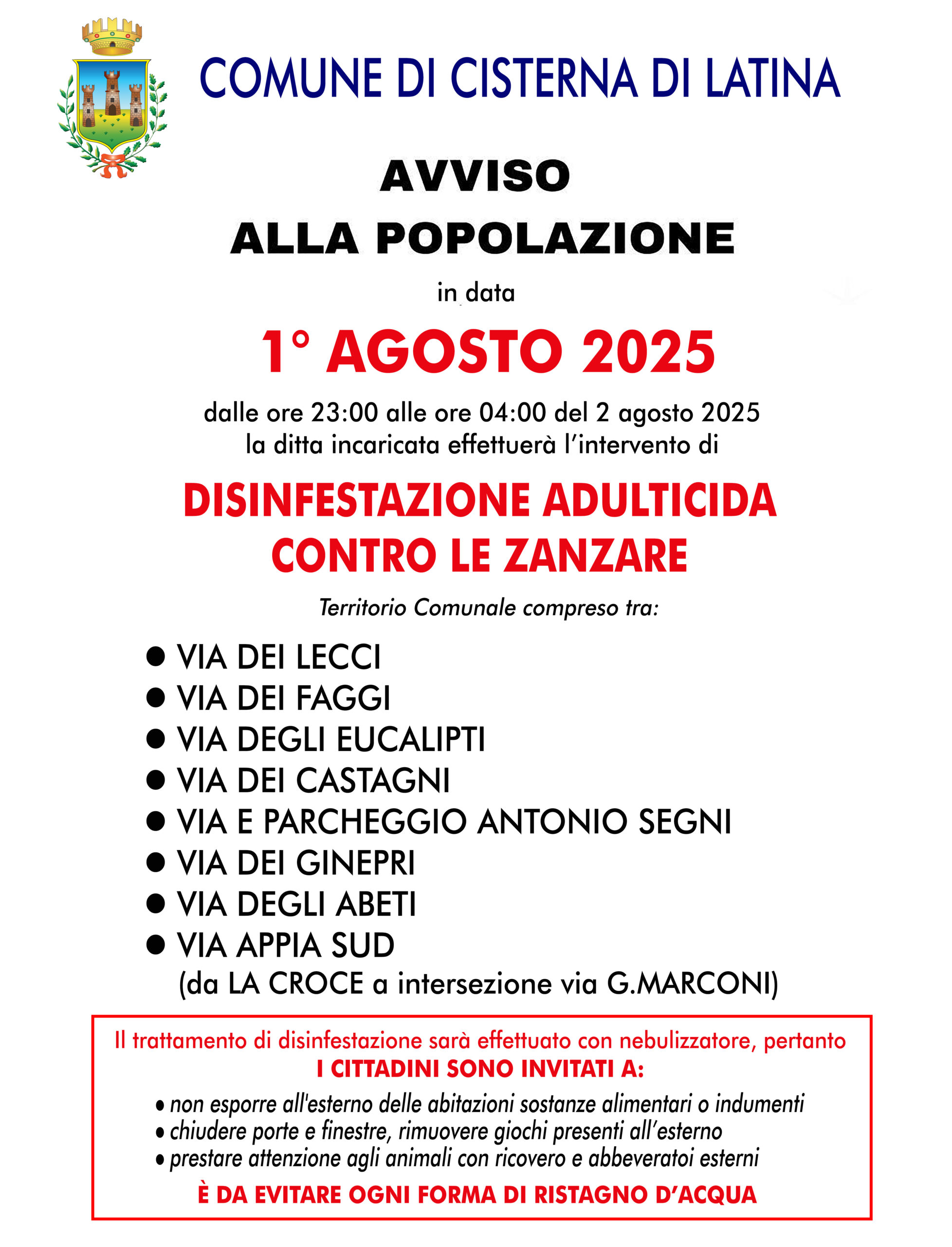WEST NILE - intervento 1 agosto