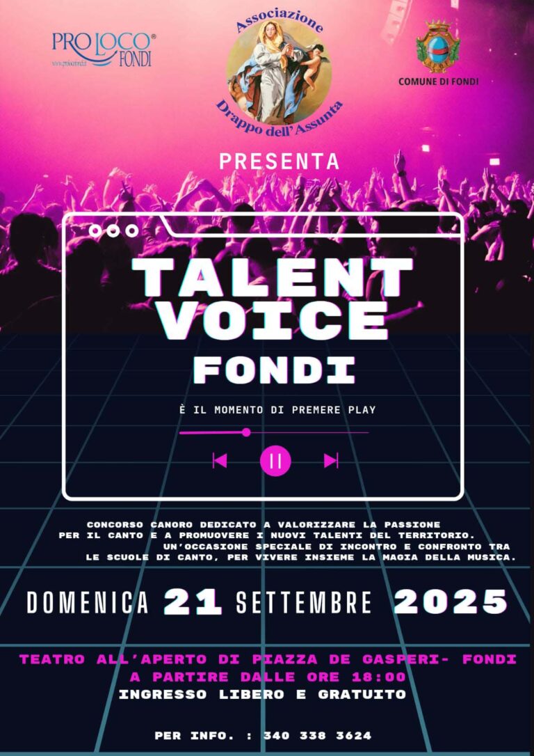 Talent Voice Fondi - evento domenica 21 settembre 2025 locandina