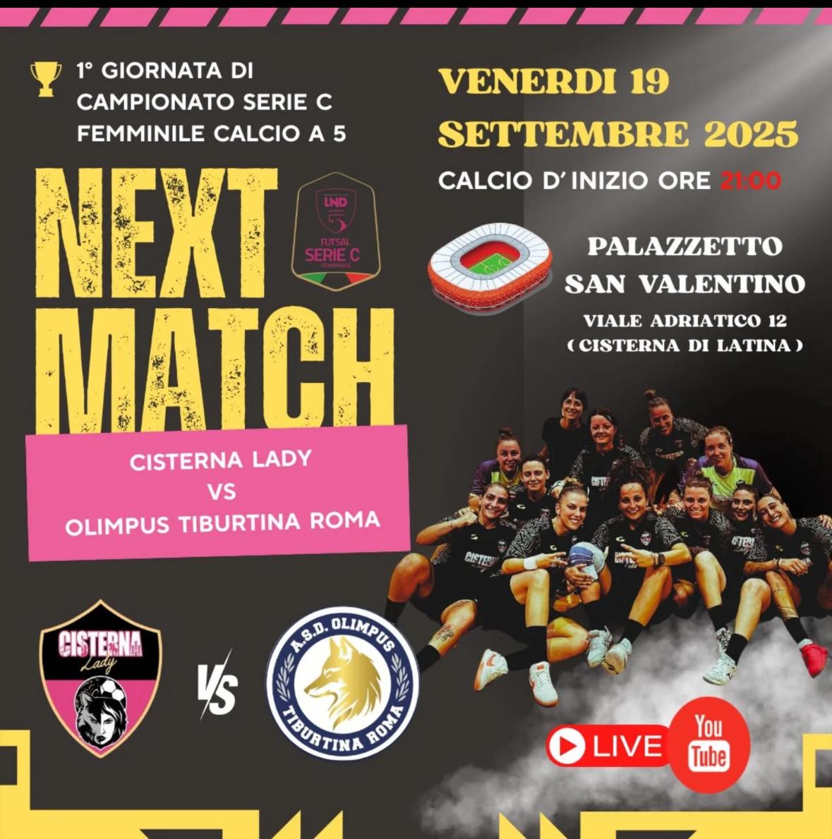 locandina Cisterna Lady prima di campionato